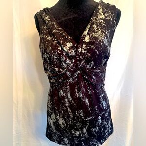 Ladies Black & Silver Sleeveless Top Sz Med